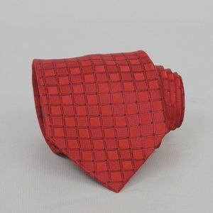 Jos A Bank Red Blue Squares Woven Smooth Geometric Pattern Mens Necktie Tie Ties